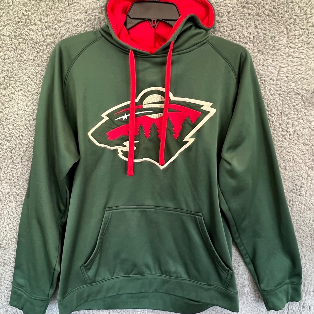 Minnesota Wild Embroidered Hoodie NHL Men's M Green Lightweight Fleece